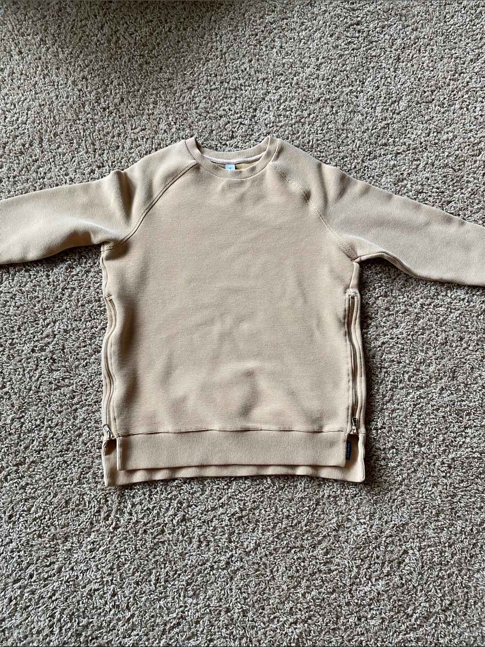 Varley Ribbed Crewneck Sweater in Camel